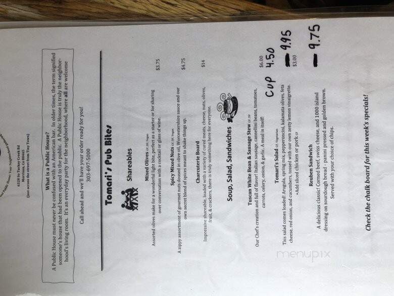 Tomari's - Morrison, CO menu_pic