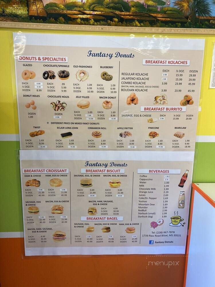 Fantasy Donuts - Biloxi, MS menu_pic