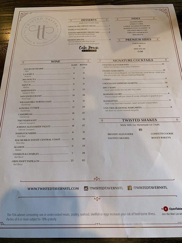 Twisted Tavern - Arnold, MO menu_pic