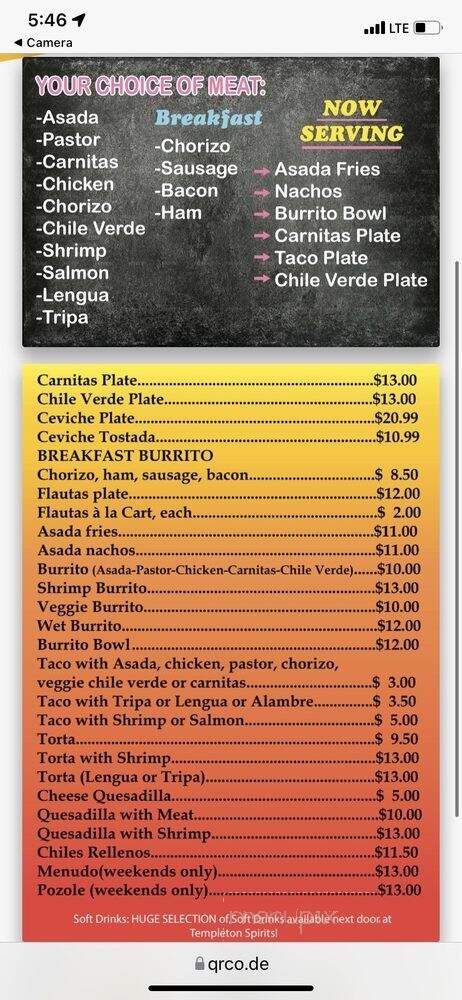 Aliyah's Kitchen and Grill - Templeton, CA menu_pic