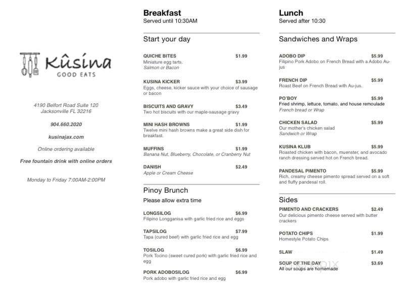 Kusina - Jacksonville, FL menu_pic