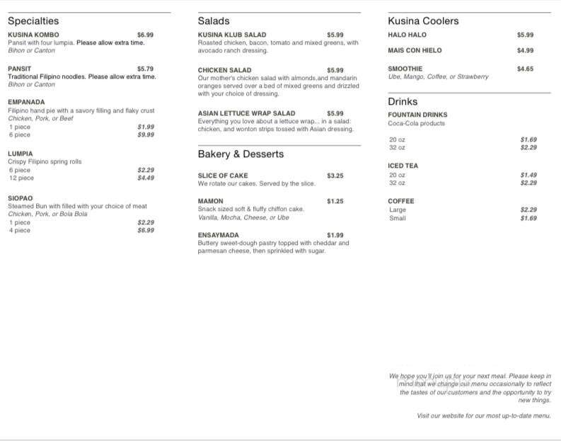 Kusina - Jacksonville, FL menu_pic