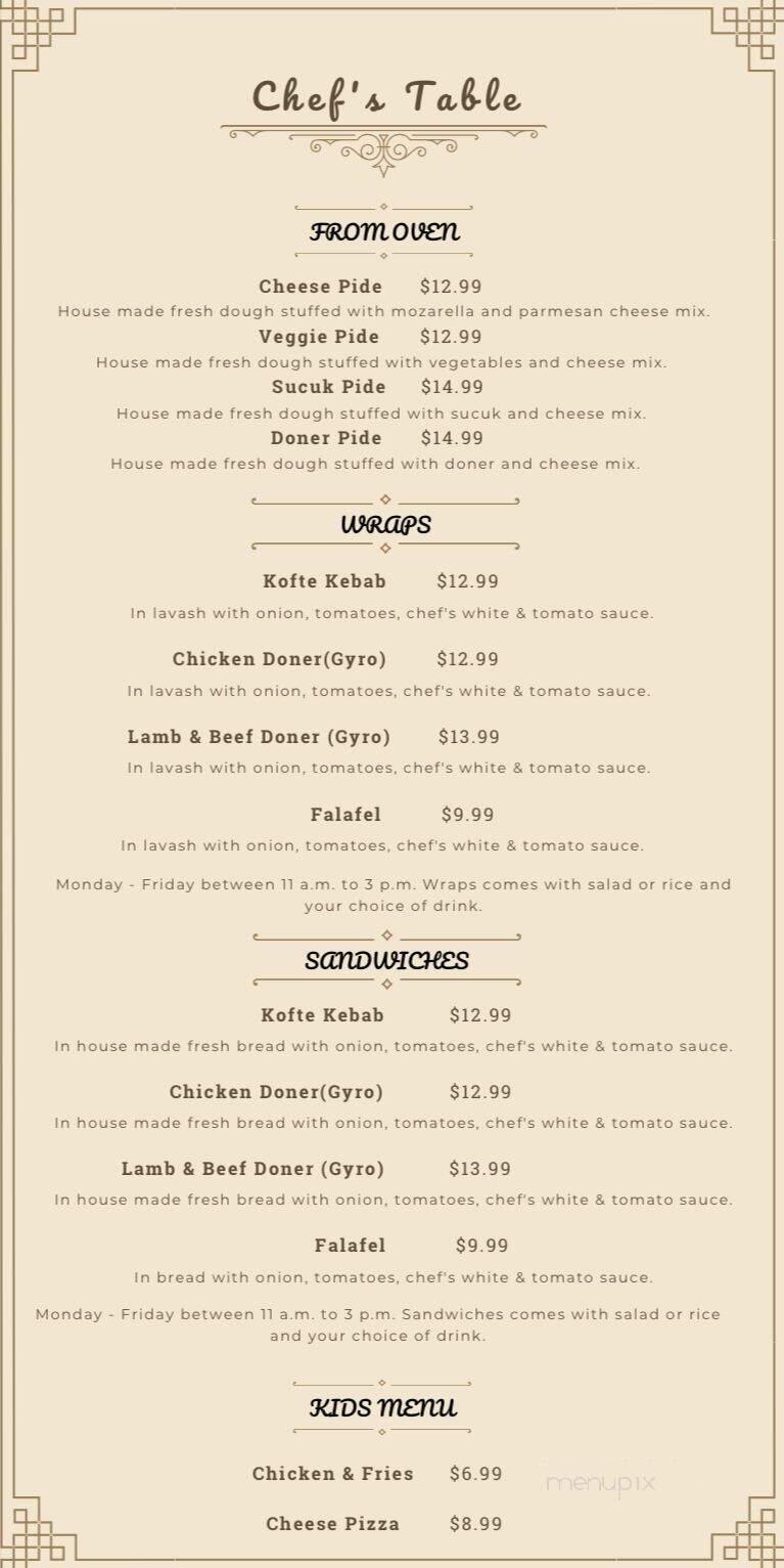 Chef's Table - San Antonio, TX menu_pic