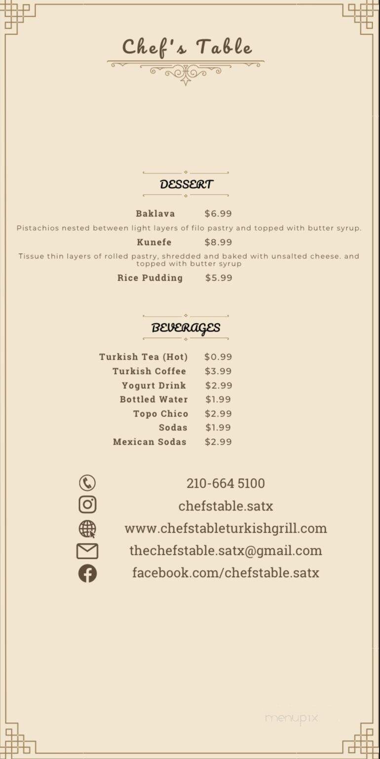 Chef's Table - San Antonio, TX menu_pic