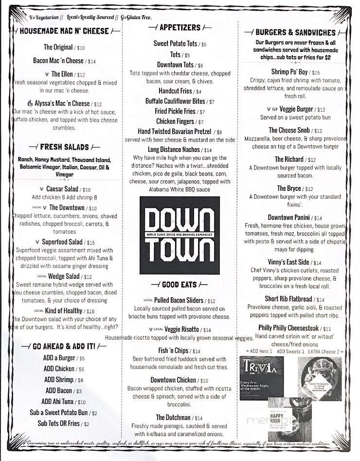 Downtown Gastropub & Restaurant - Royersford, PA menu_pic