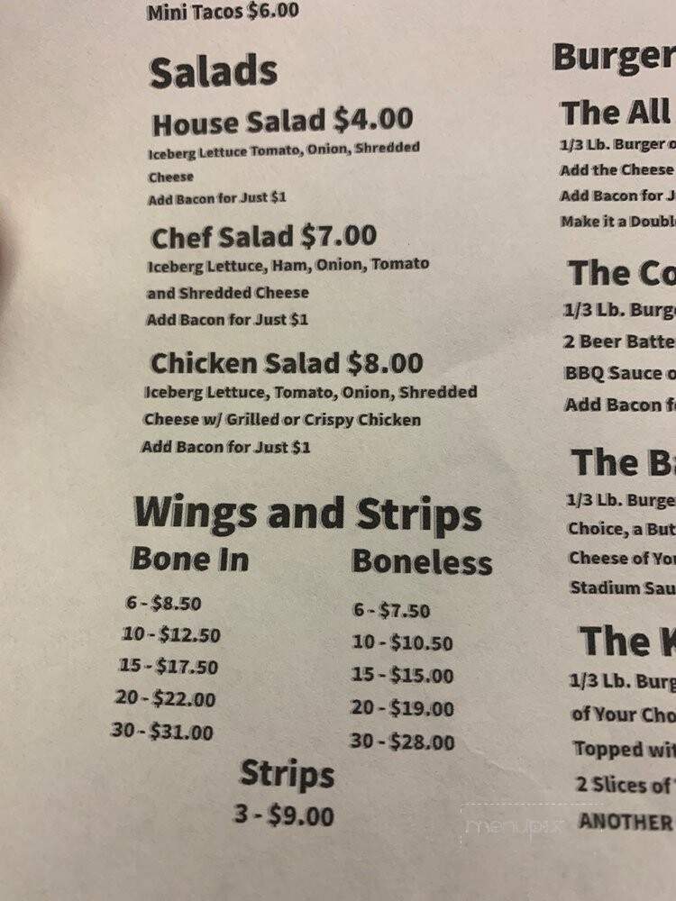 The Kosh Bar and Grill - Milton, WI menu_pic