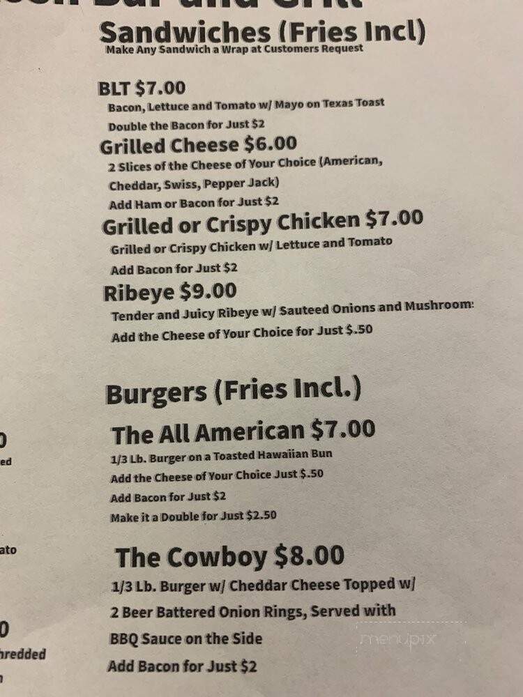 The Kosh Bar and Grill - Milton, WI menu_pic