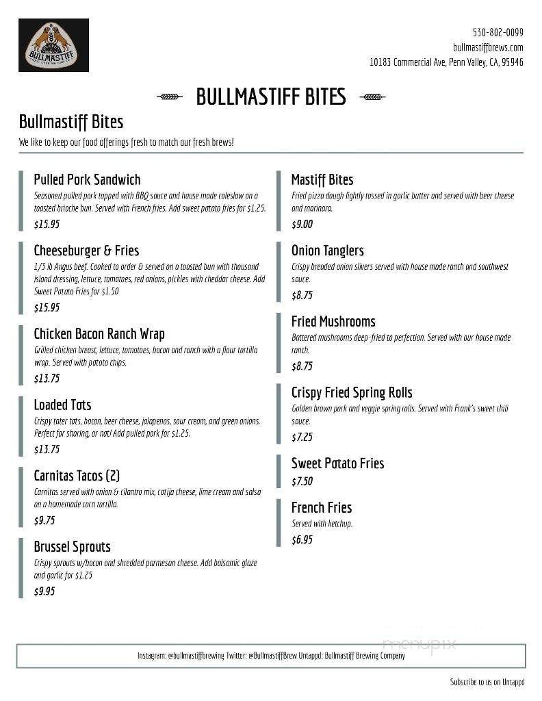 Bullmastiff Brewing - Penn Valley, CA menu_pic