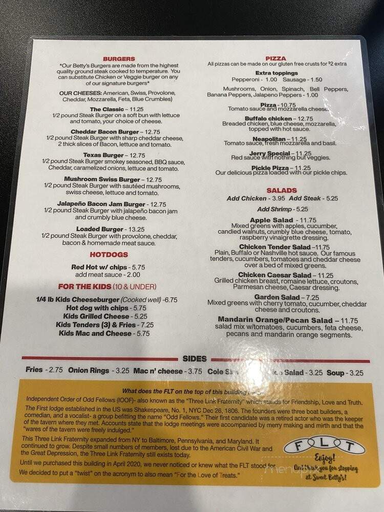 Sweet Betty's - Le Roy, NY menu_pic