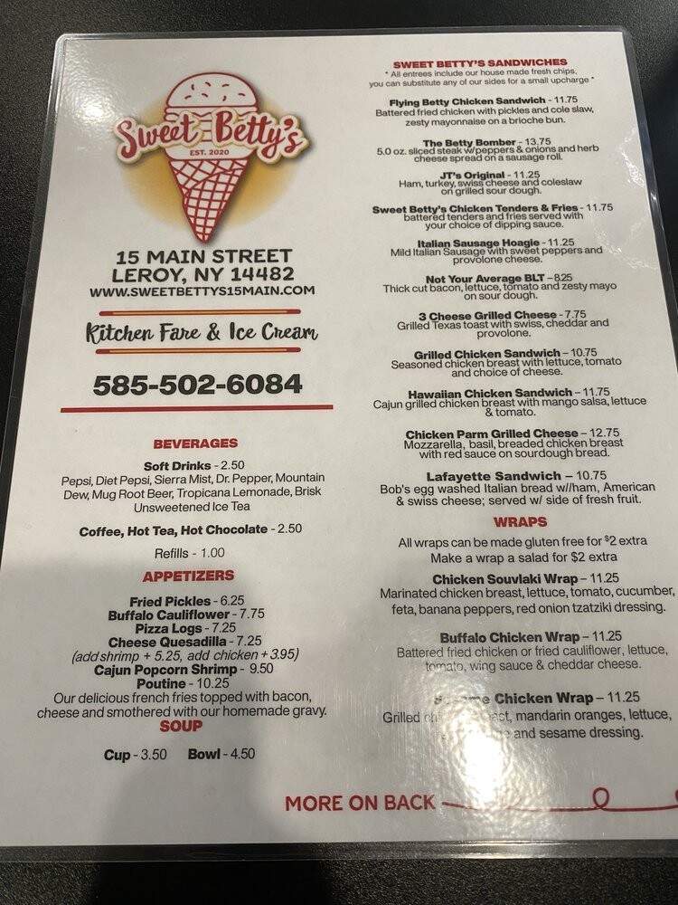 Sweet Betty's - Le Roy, NY menu_pic