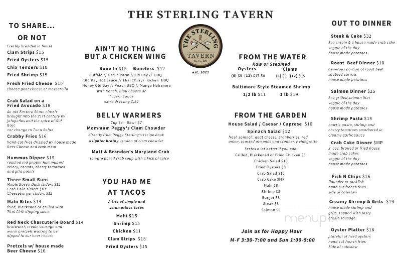 The Sterling Tavern - Berlin, MD menu_pic