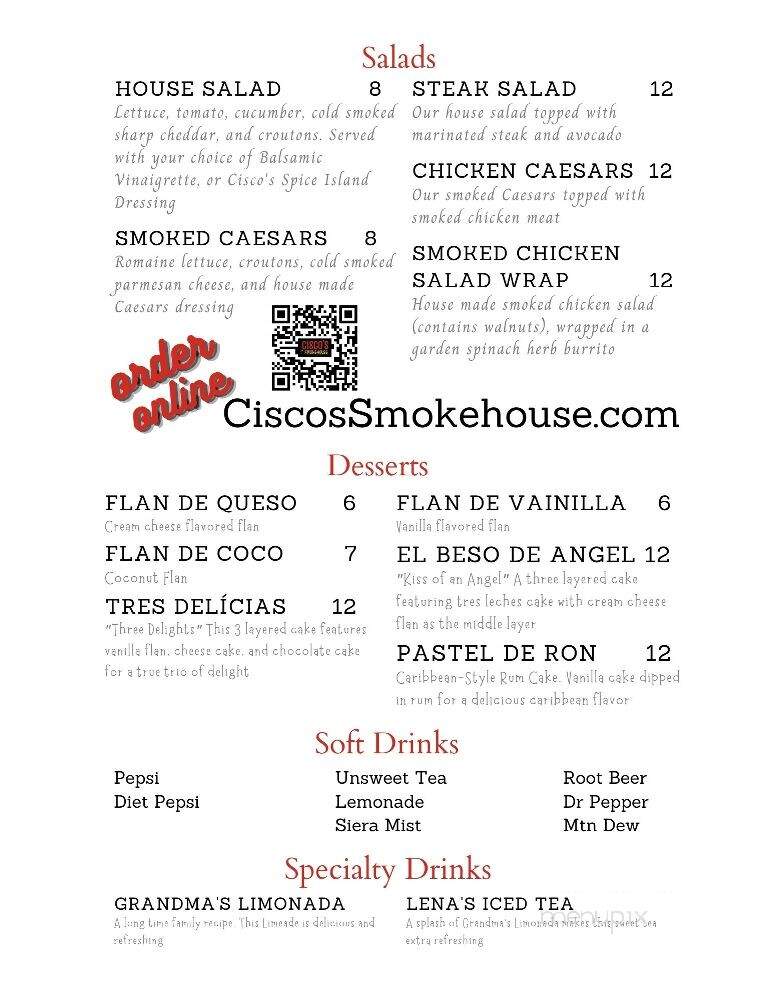 Cisco's Smokehouse - Portage, IN menu_pic