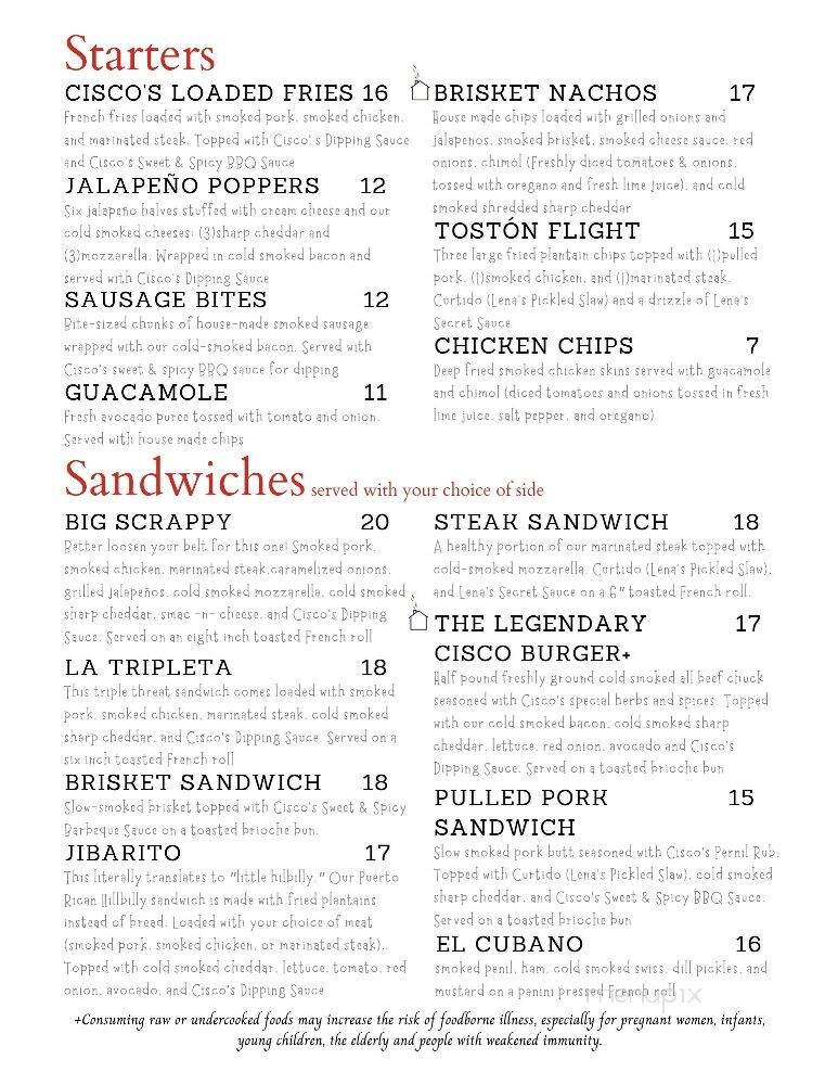 Cisco's Smokehouse - Portage, IN menu_pic