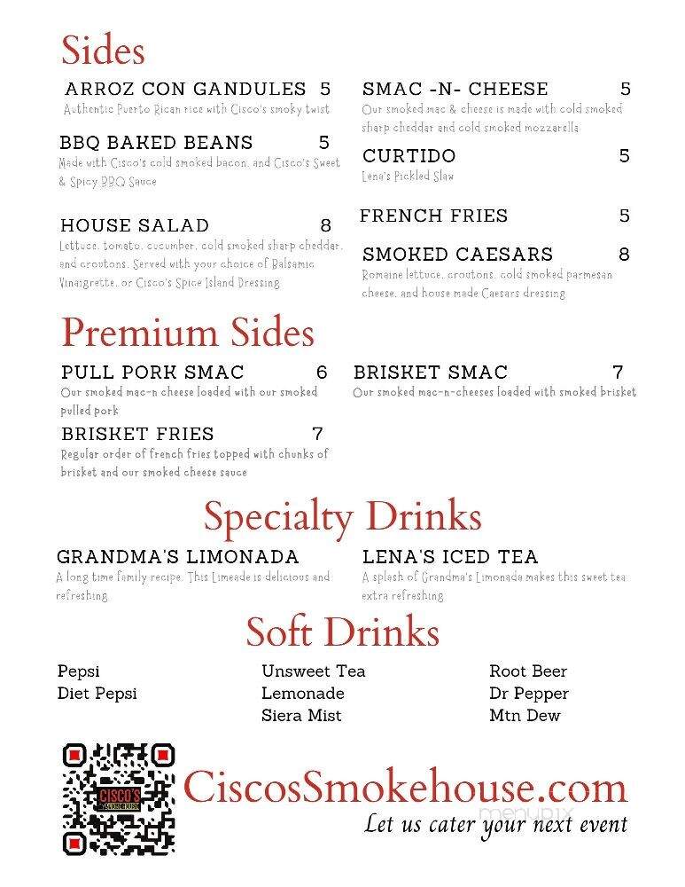 Cisco's Smokehouse - Portage, IN menu_pic