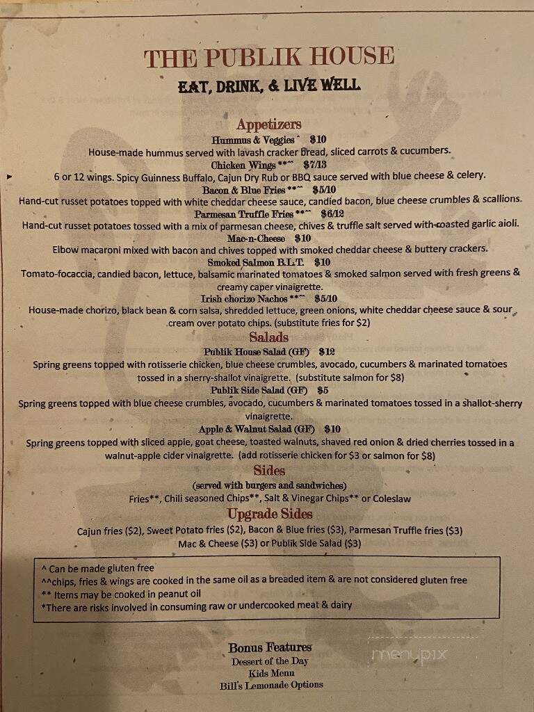 The Publik House - Peoria Heights, IL menu_pic