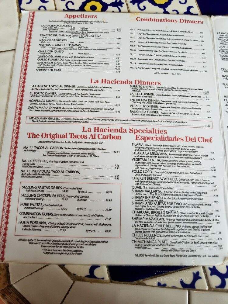 La Hacienda - Houston, TX menu_pic