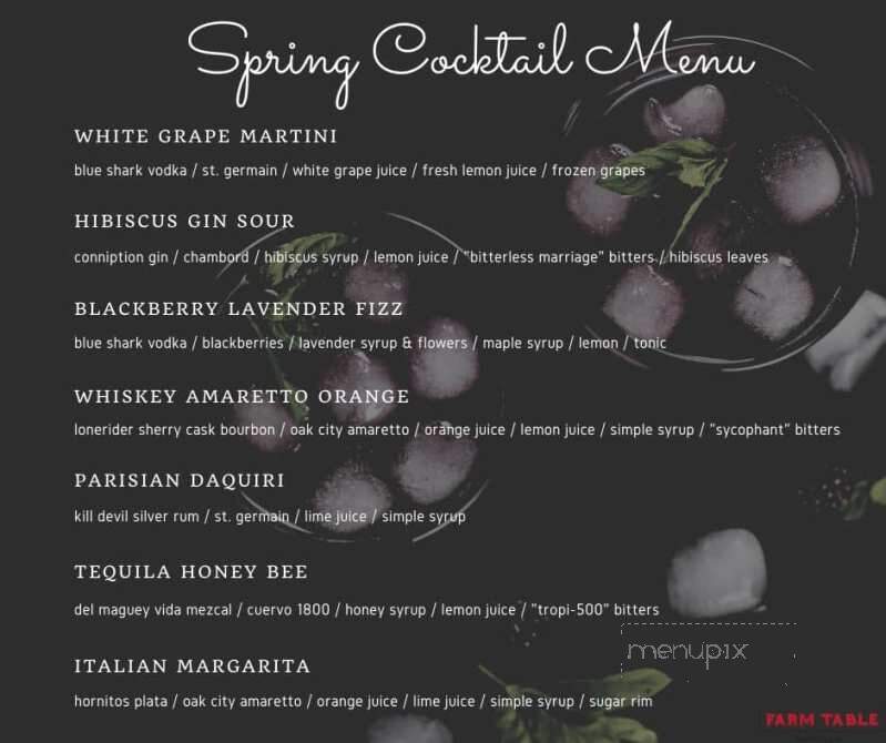Farm Table - Wake Forest, NC menu_pic