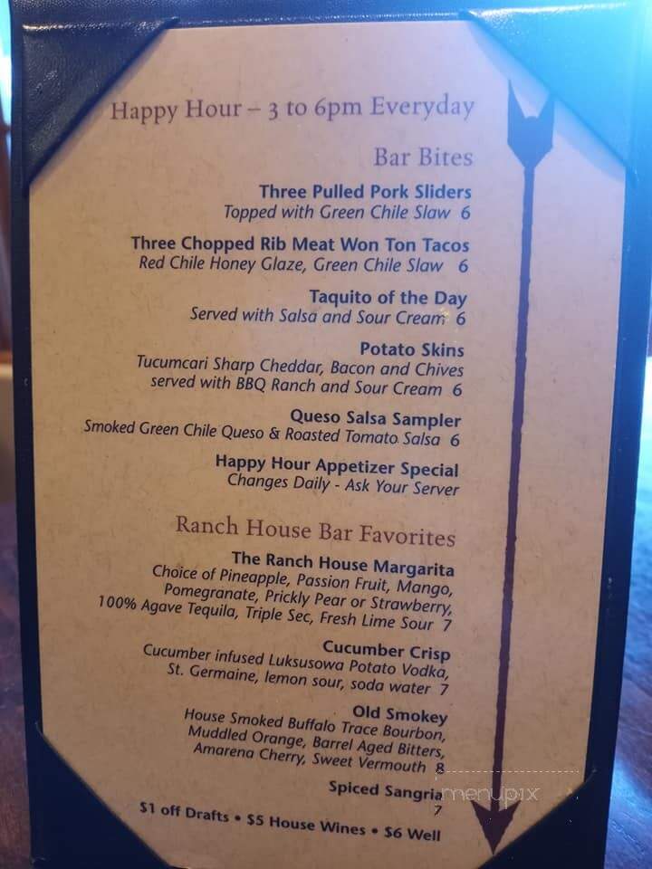 The Ranch House - Santa Fe, NM menu_pic