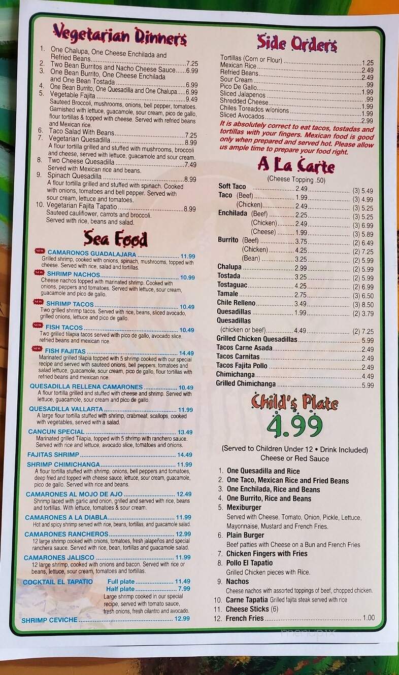 El Tapatio Cafe - Ardmore, OK menu_pic