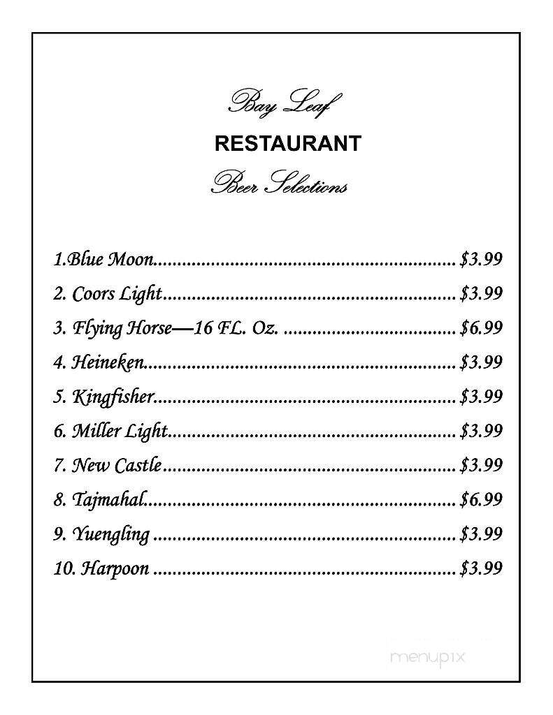 Bay Leaf - New Bern, NC menu_pic