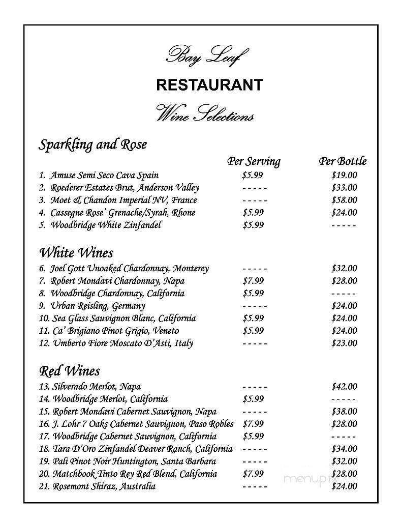 Bay Leaf - New Bern, NC menu_pic