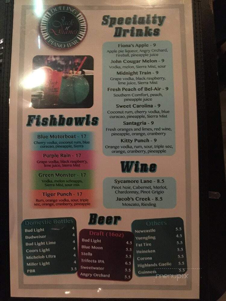Jack n' Diane's - Greenville, SC menu_pic