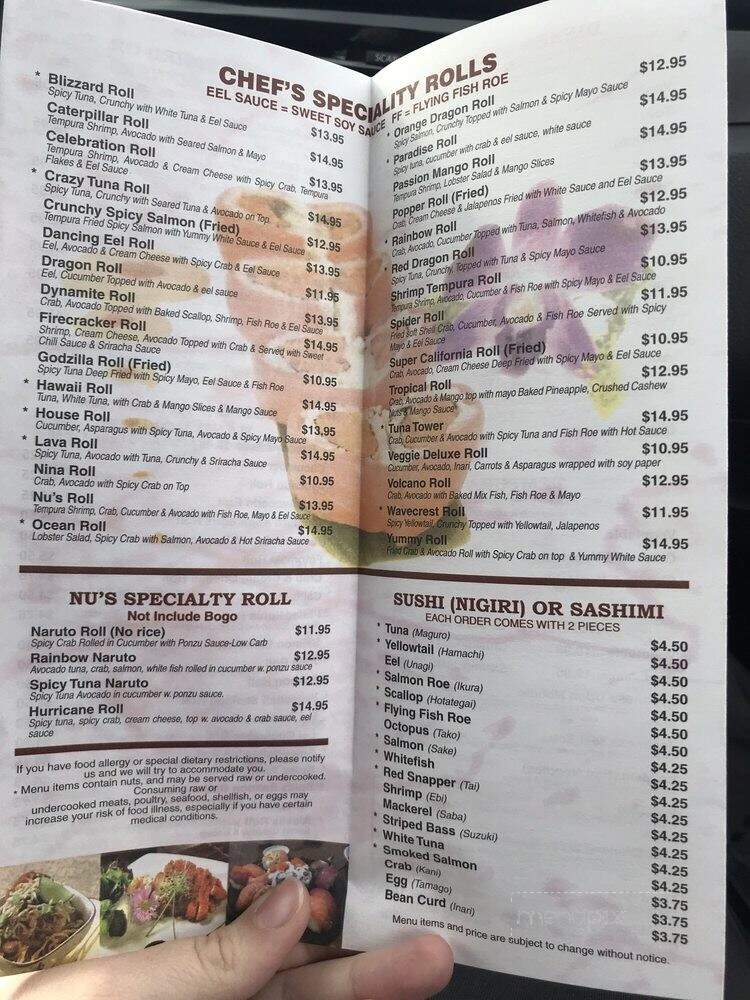 Nu Asian Bistro Sushi & Bar - Jacksonville, NC menu_pic