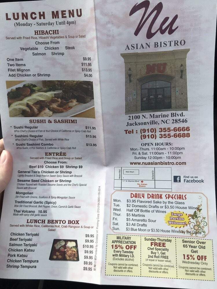 Nu Asian Bistro Sushi & Bar - Jacksonville, NC menu_pic