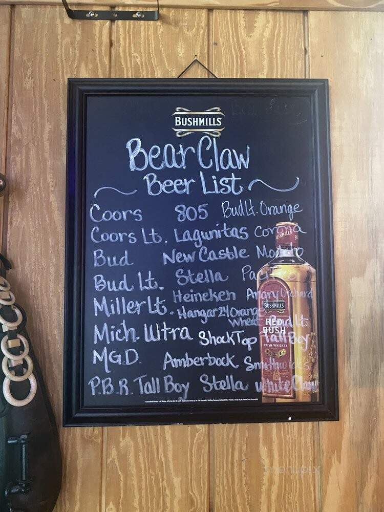 Bear Claw Saloon - Crestline, CA menu_pic