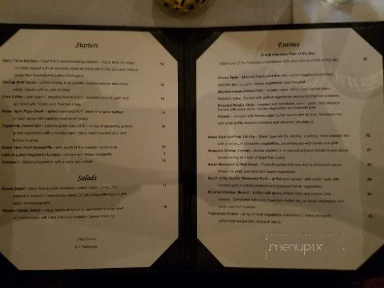 Cuatro Restaurant - Kihei, HI menu_pic