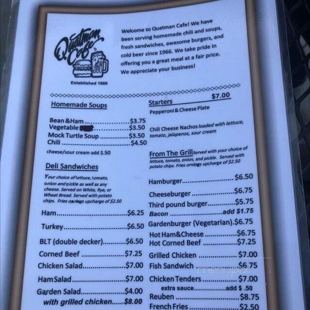 Quatman Cafe - Mason, OH menu_pic