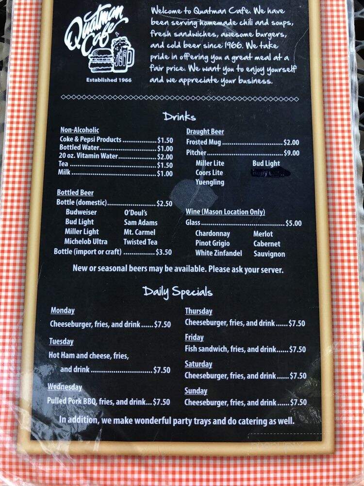 Quatman Cafe - Mason, OH menu_pic