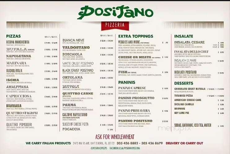 Positano Ristorante - Doral, FL menu_pic