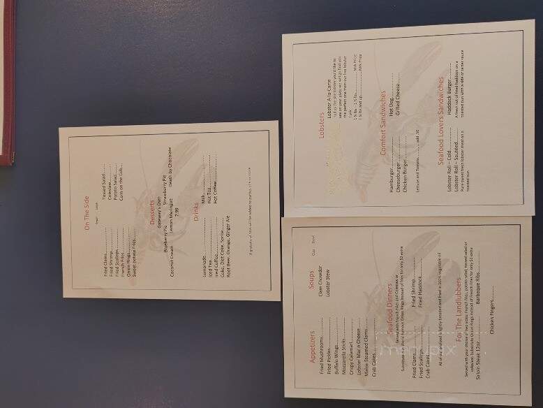 Lunt's Gateway Lobster Pound - Trenton, ME menu_pic