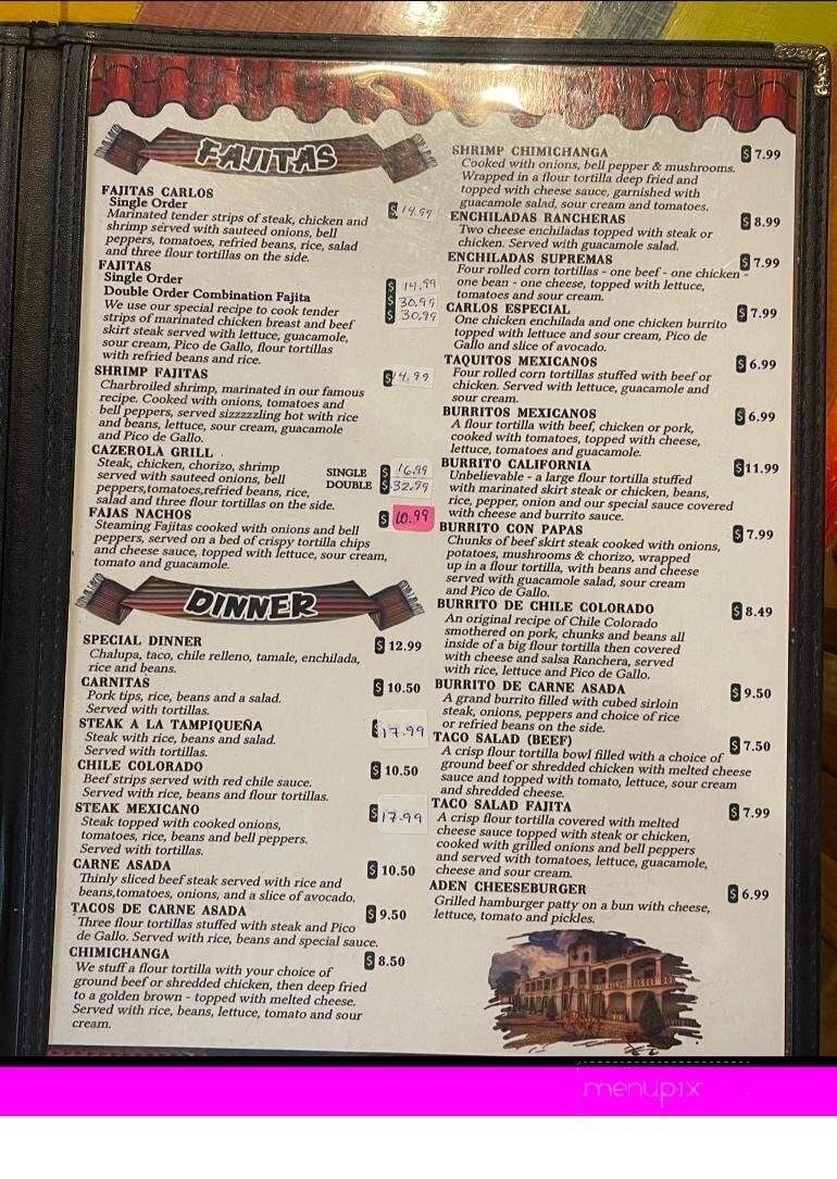Carlos Mexican Grill - Cleveland, AL menu_pic