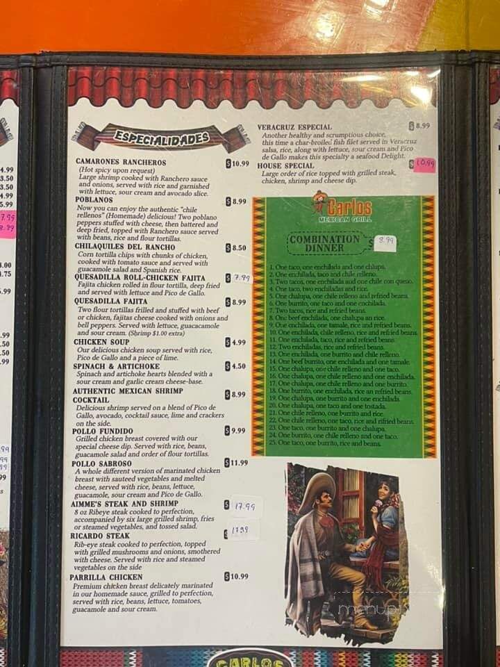 Carlos Mexican Grill - Cleveland, AL menu_pic