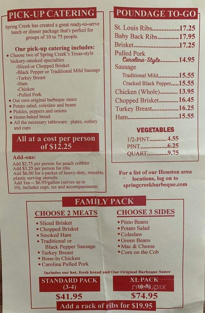 Spring Creek Barbeque - Cypress, TX menu_pic