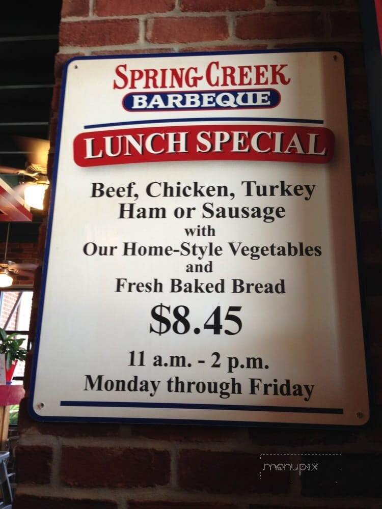 Spring Creek Barbeque - Cypress, TX menu_pic