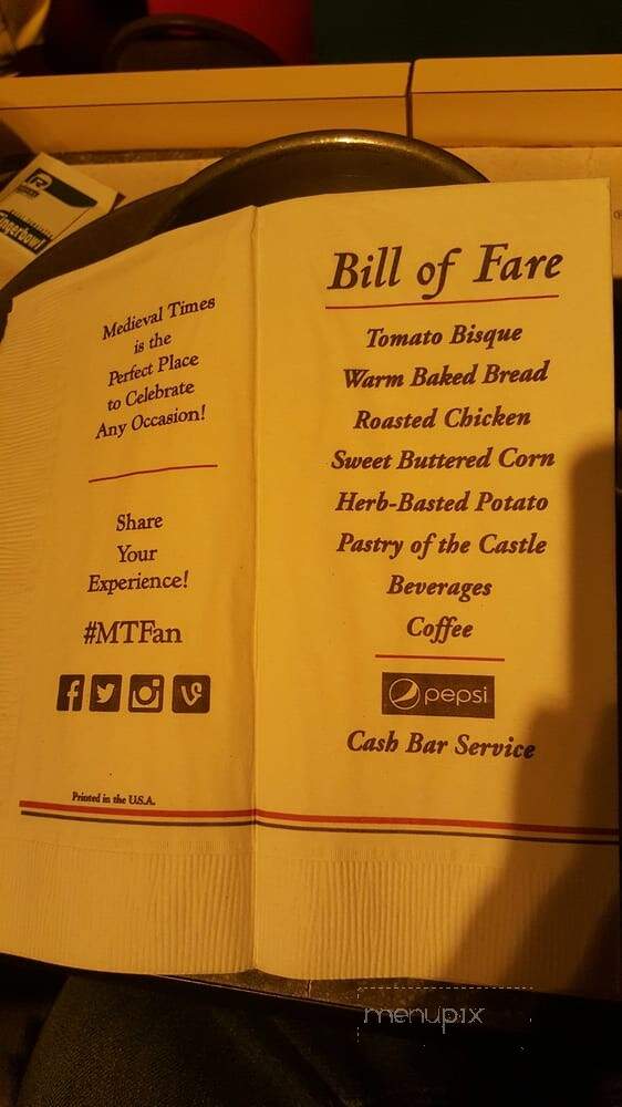 Medieval Times - Hanover, MD menu_pic