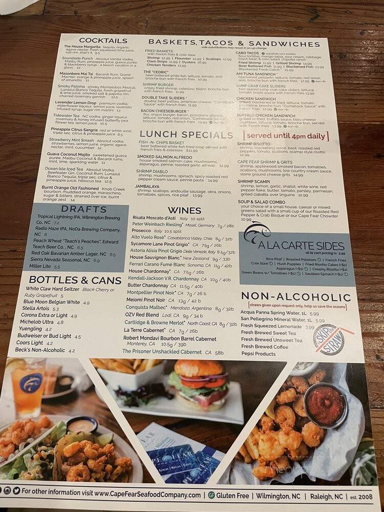 Cape Fear Seafood Company - Wilmington, NC menu_pic