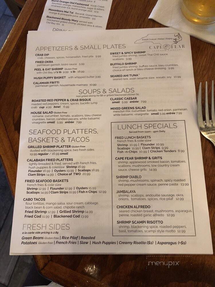 Cape Fear Seafood Company - Wilmington, NC menu_pic
