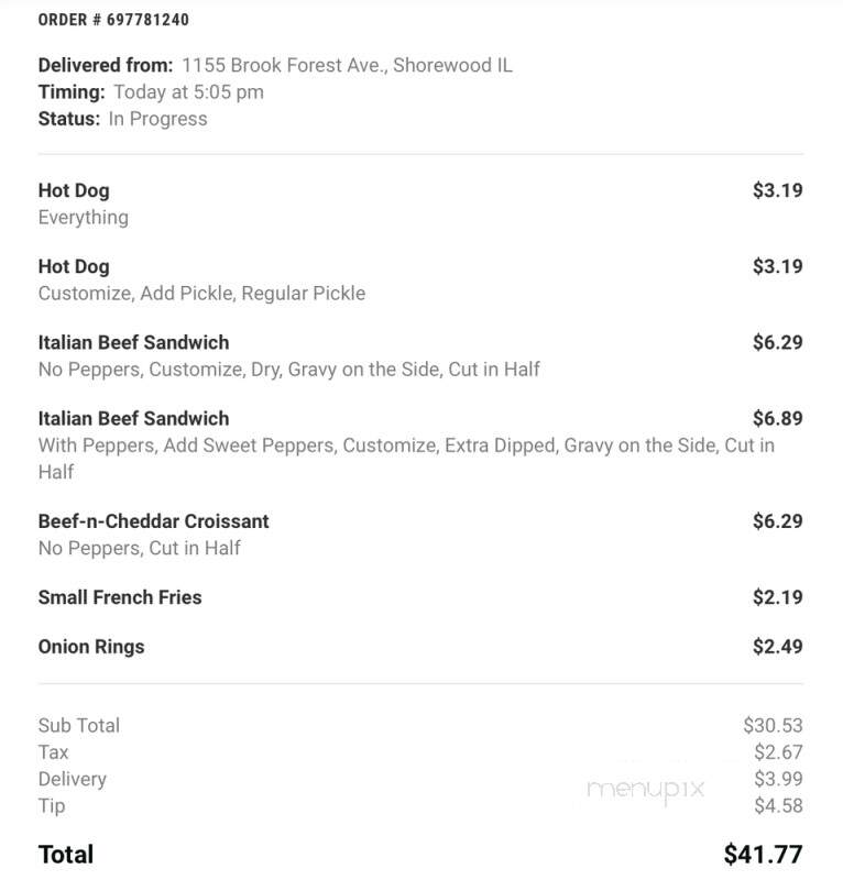 Portillo's Hot Dogs - Shorewood, IL menu_pic