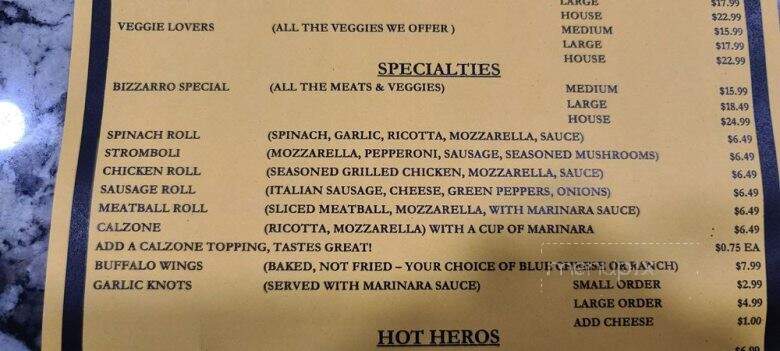 Bizzarro Pizza Suntree - Melbourne, FL menu_pic