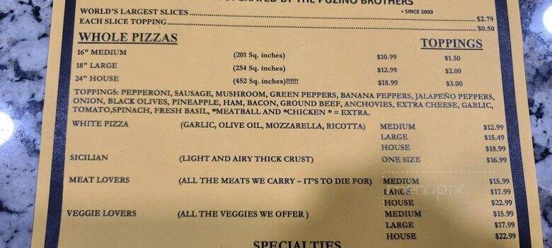 Bizzarro Pizza Suntree - Melbourne, FL menu_pic