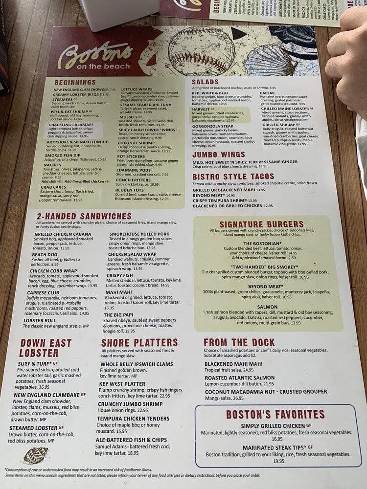 Boston's On The Beach - Delray Beach, FL menu_pic