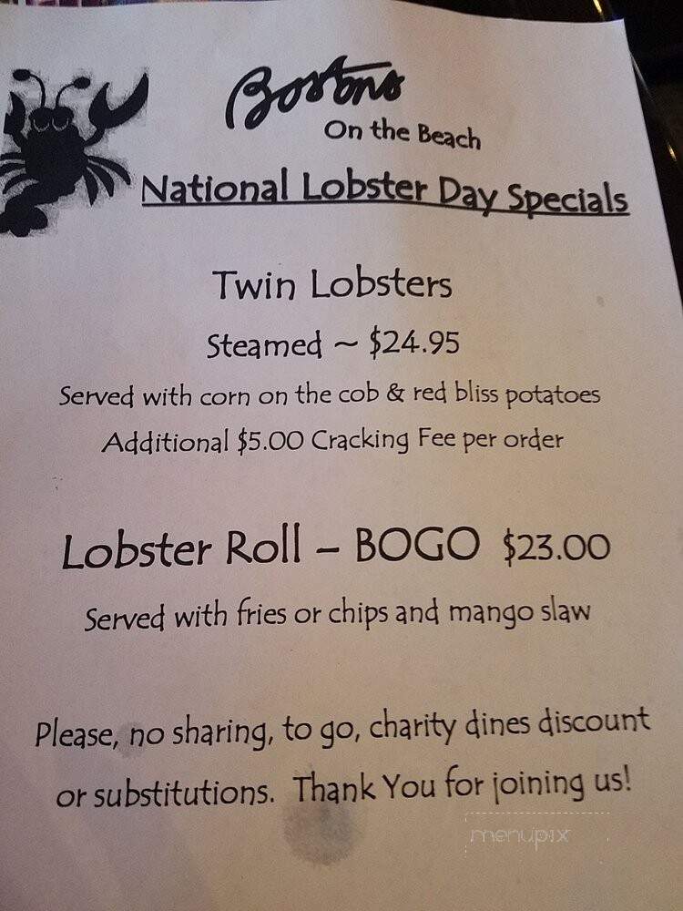 Boston's On The Beach - Delray Beach, FL menu_pic