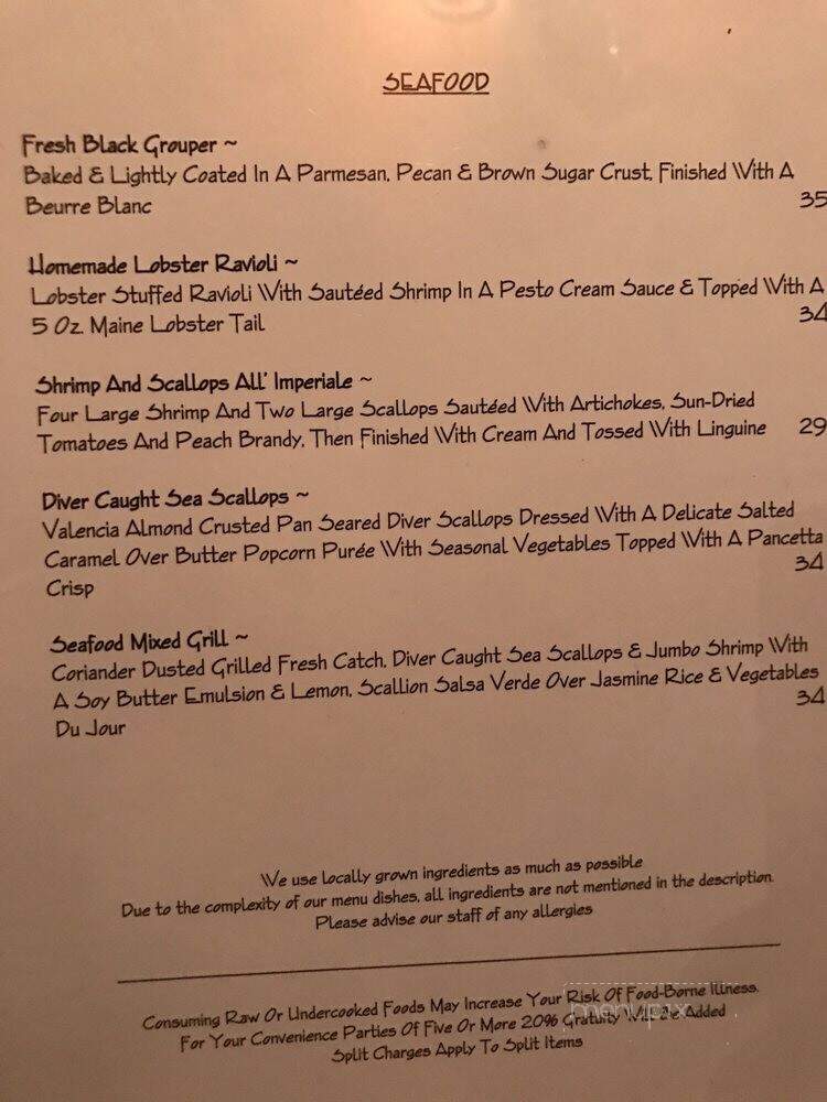 Collage Restaurant - St Augustine, FL menu_pic