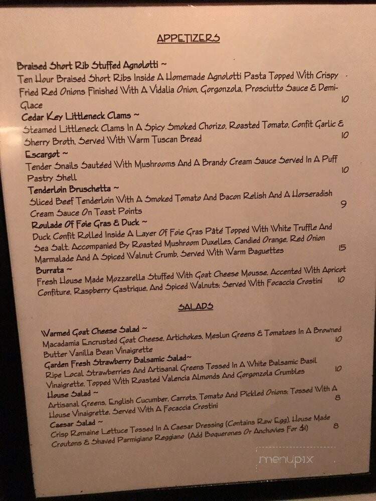 Collage Restaurant - St Augustine, FL menu_pic