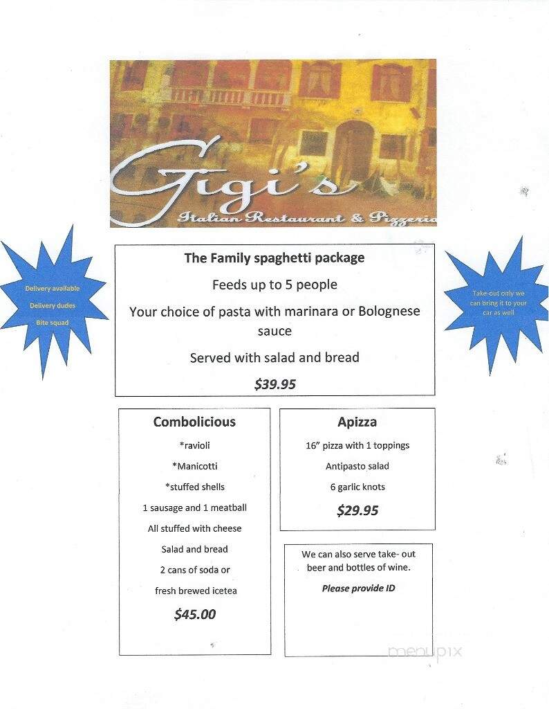 Gigi's Italian Restaurant - Jensen Beach, FL menu_pic