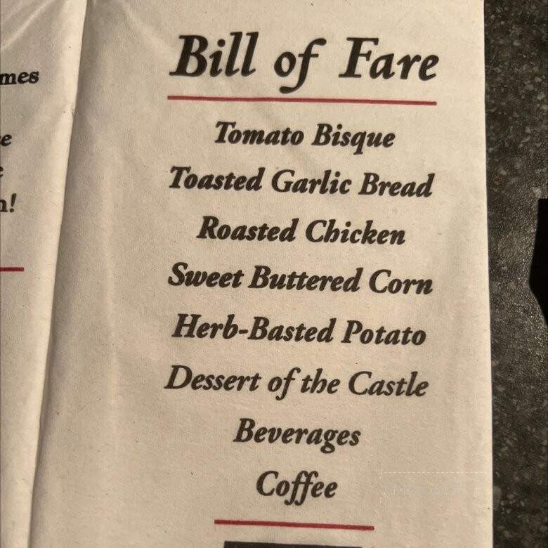 Medieval Times Dinner & Trnmnt - Kissimmee, FL menu_pic